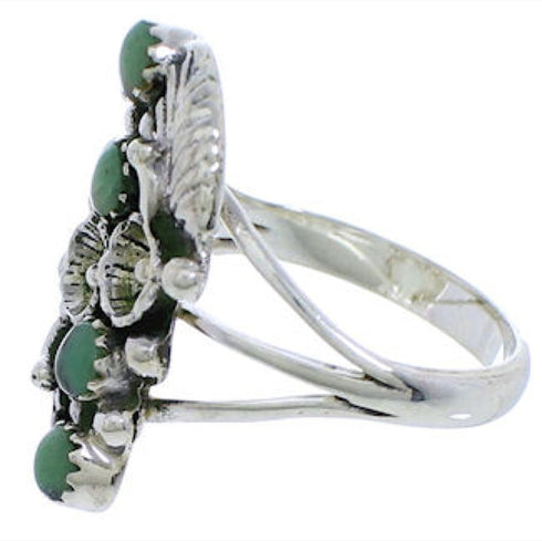 Sterling Silver Turquoise Flower Ring Size 6-3/4 EX45218